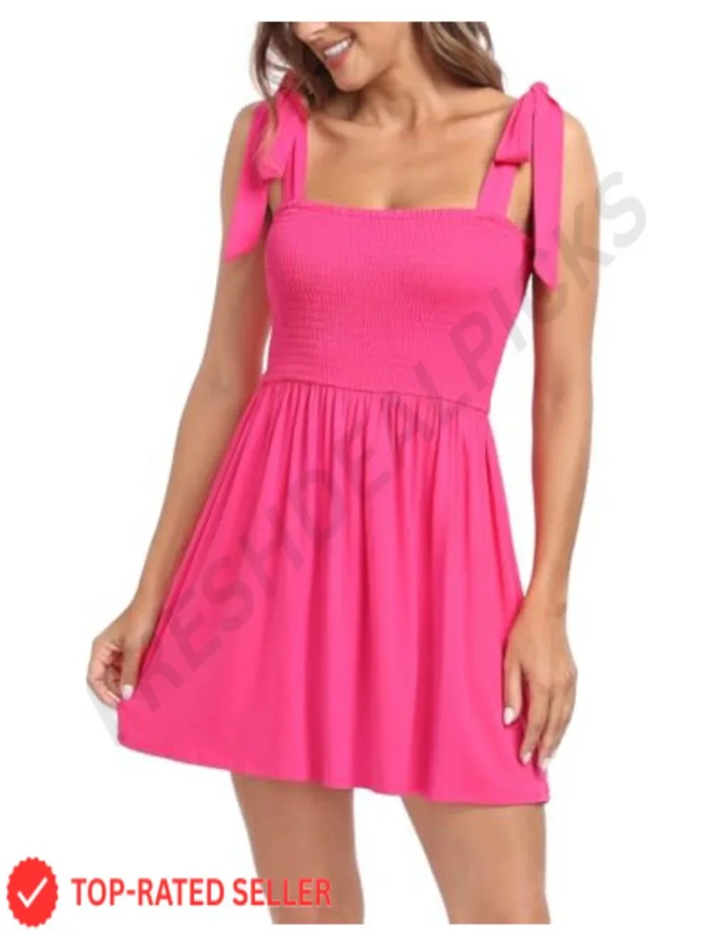 Smocked Romper Dress with Built-in Shorts, Adjustable Straps, Rayon Blend
